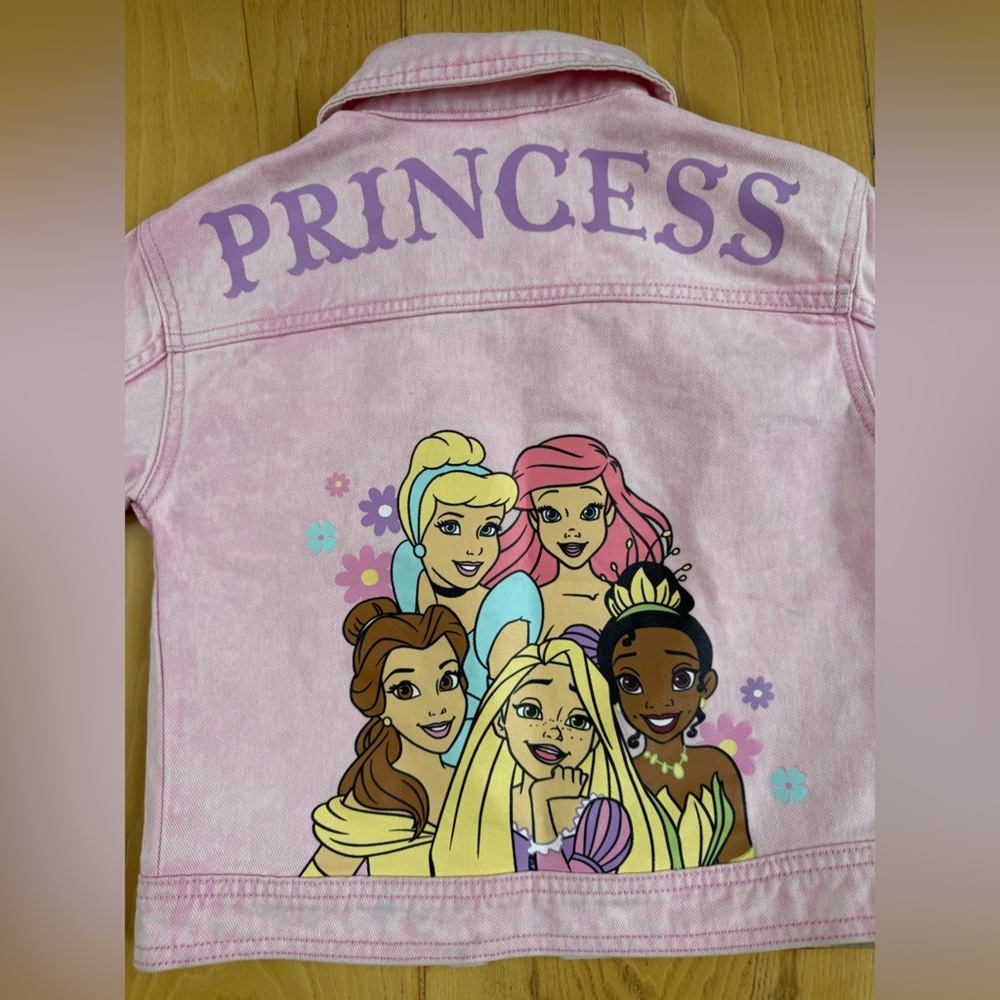 Disney princess pink denim jacket. Purchased for a Disney trip and never worn.